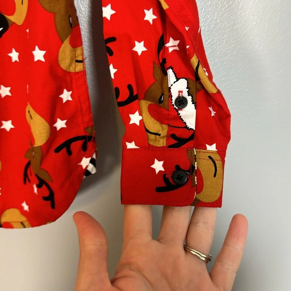 Denim & Flower Ricky Singh Reindeer Button Down Long Sleeve Boys Size 4 - Picture 5 of 10